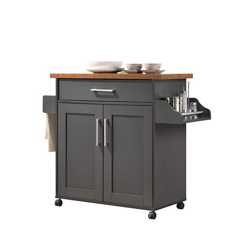 Charlton Home® Crisfield Wood Kitchen Cart & Reviews Wayfair